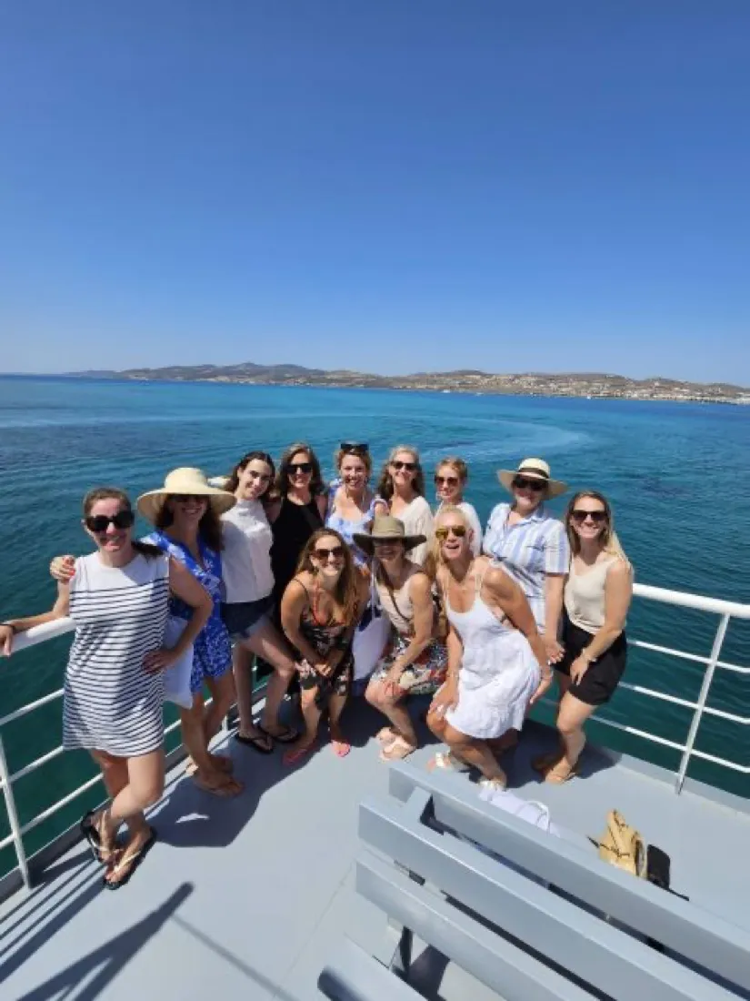 Retreat group on a boat day out at sea
